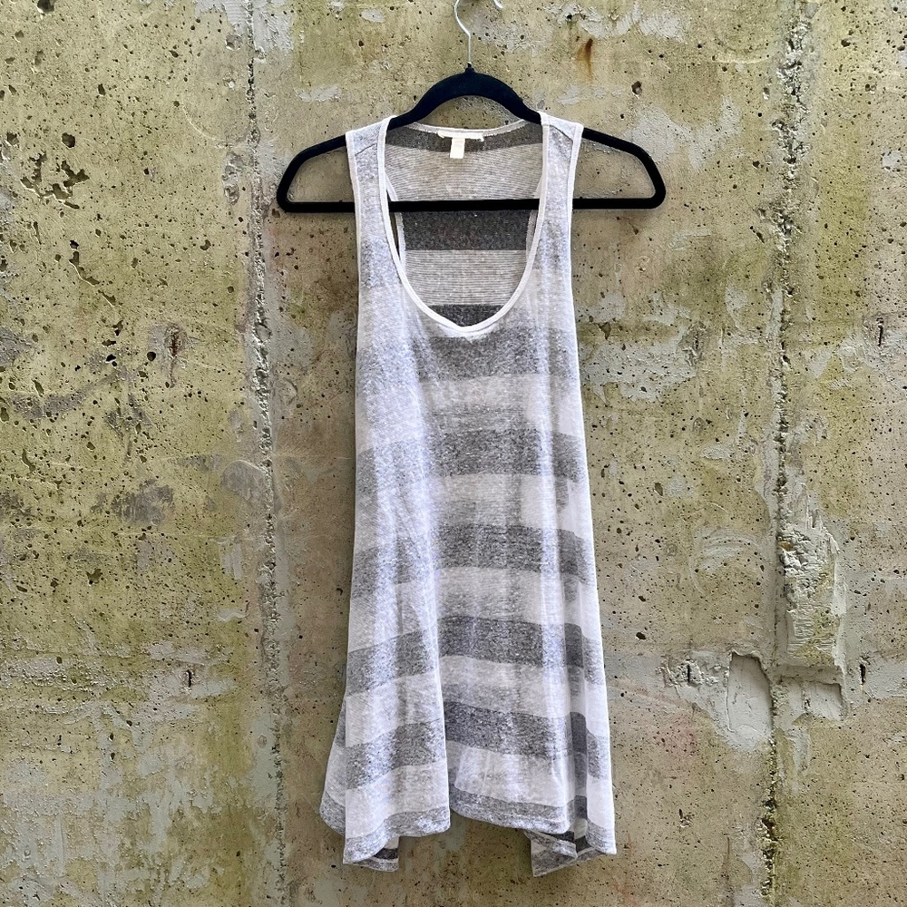 ✨3 for $50✨ Eileen Fisher Linen Tank Top, Grey / White Stripes, Small